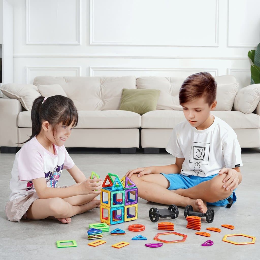 Magnetické destičky - stavebnice 62 ks magnetických kostek 3D pro děti