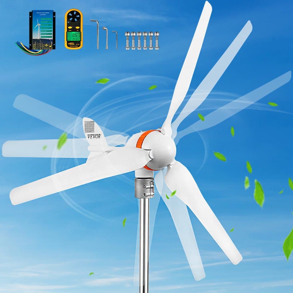 Větrná turbína, sada 12 V/AC, větrný generátor 400 W s ovladačem větrné a solární energie, 3 listy, automatické řízení směru větru, vhodná pro terasu, lodě, karavany, chaty a plavidla