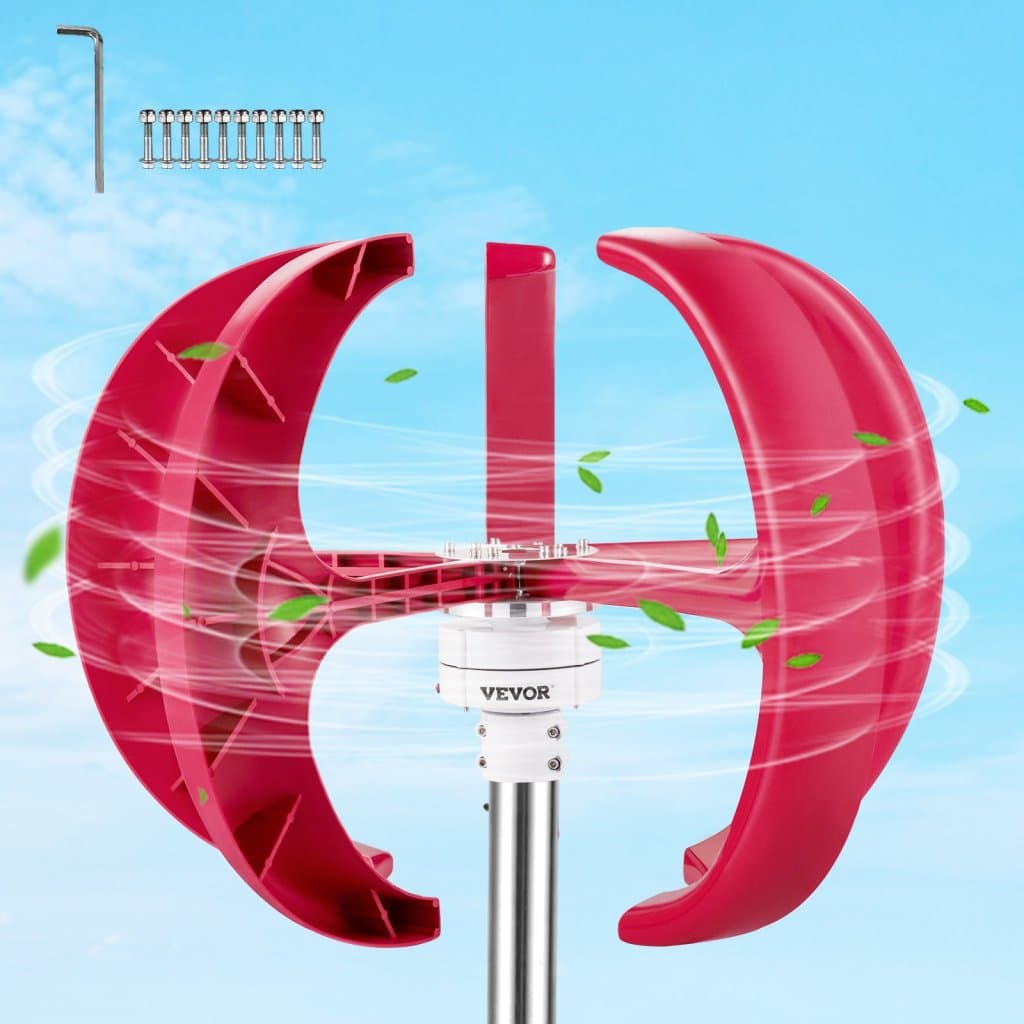 Větrná turbína se světlem, vertikální generátor 12 V/100 W, průměr větrného kola 35", s vertikální osou, monitorovací osvětlení/vstavaný regulátor, pro terasu, chatu, rybářskou loď, karavan