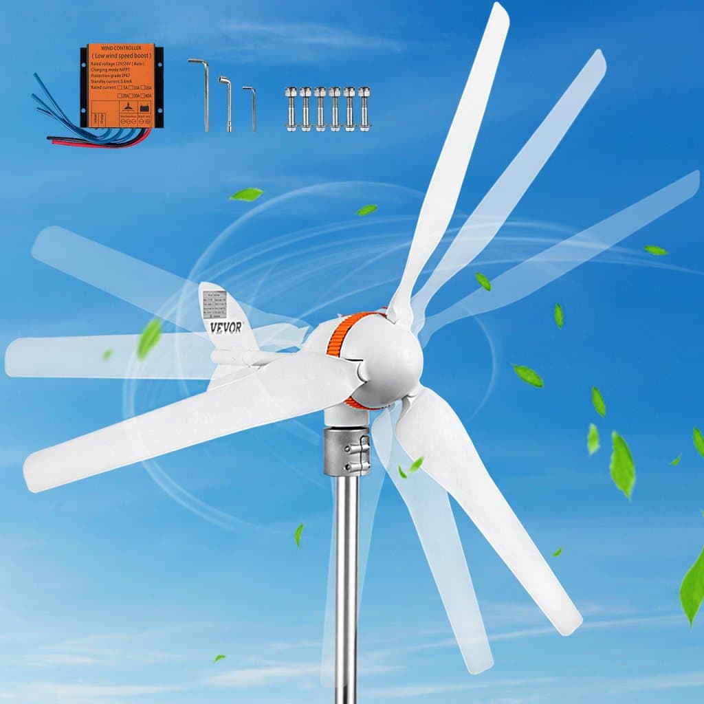 Větrný generátor, sada větrné turbíny 12 V/AC, větrný generátor 400 W se regulátorem MPPT, 3 listy, automatické řízení směru větru, vhodný pro terasu, lodě, karavany, chaty, plavidla