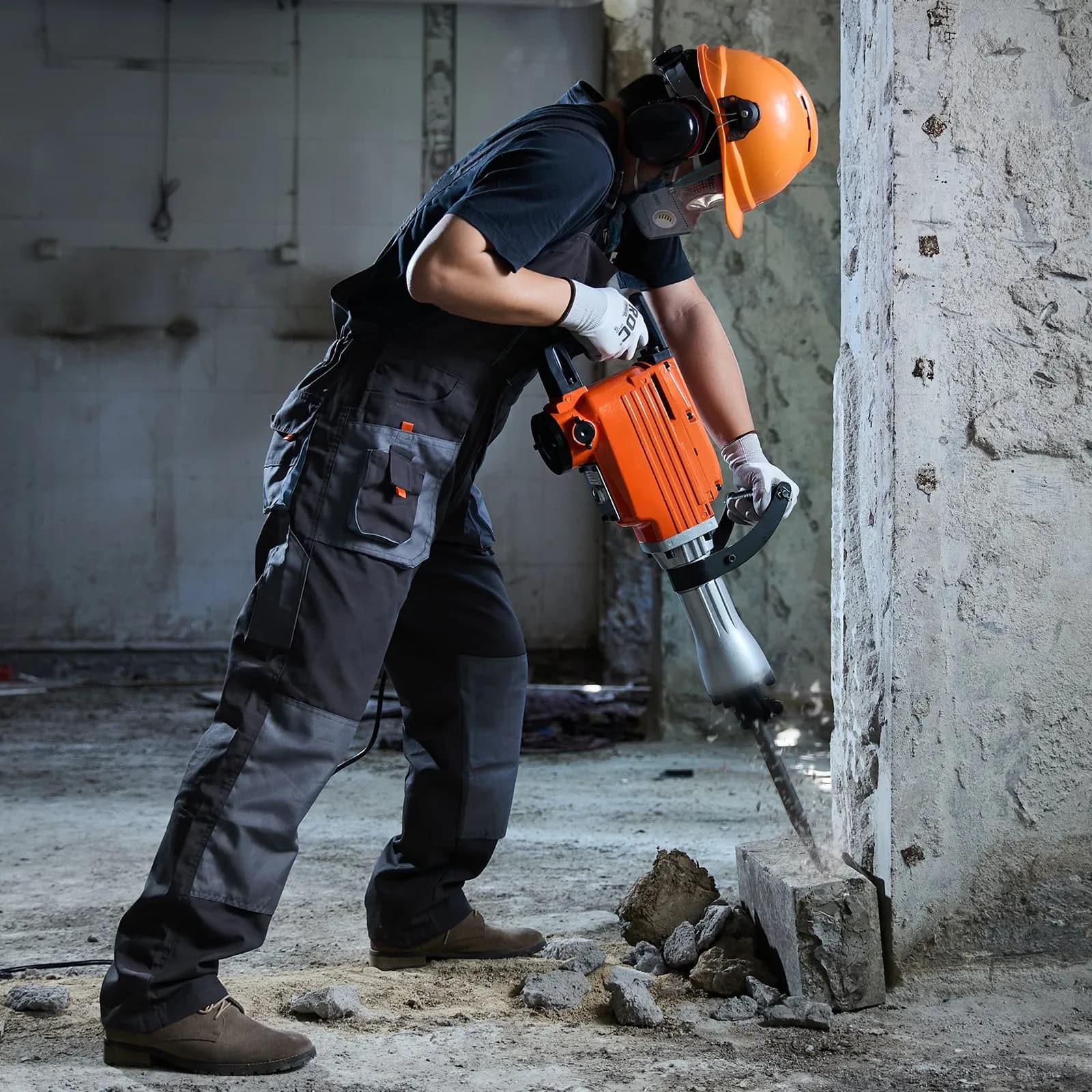 Demoliční kladivo na beton, elektrické kladivo 2200 W, 6 sekáčů