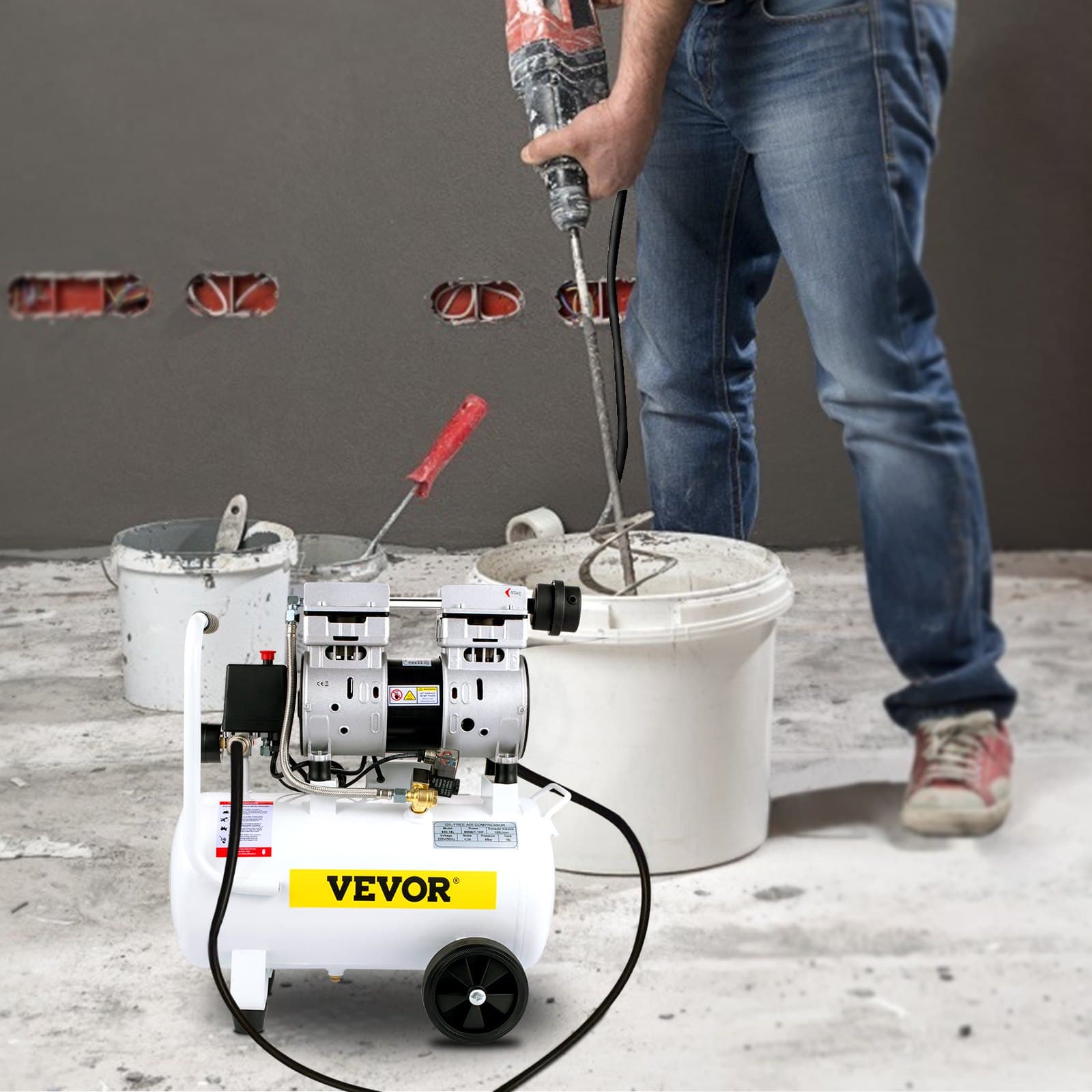 Vzduchový kompresor, nádrž 18 l / 4 galony, přenosná sada bezolejového kompresoru 1,1 HP 850 W do garáže, extra tichý, 115 PSI, 5,9 CFM, 1440 ot./min, pro nafukování pneumatik, domácí opravy, pneumatické nářadí