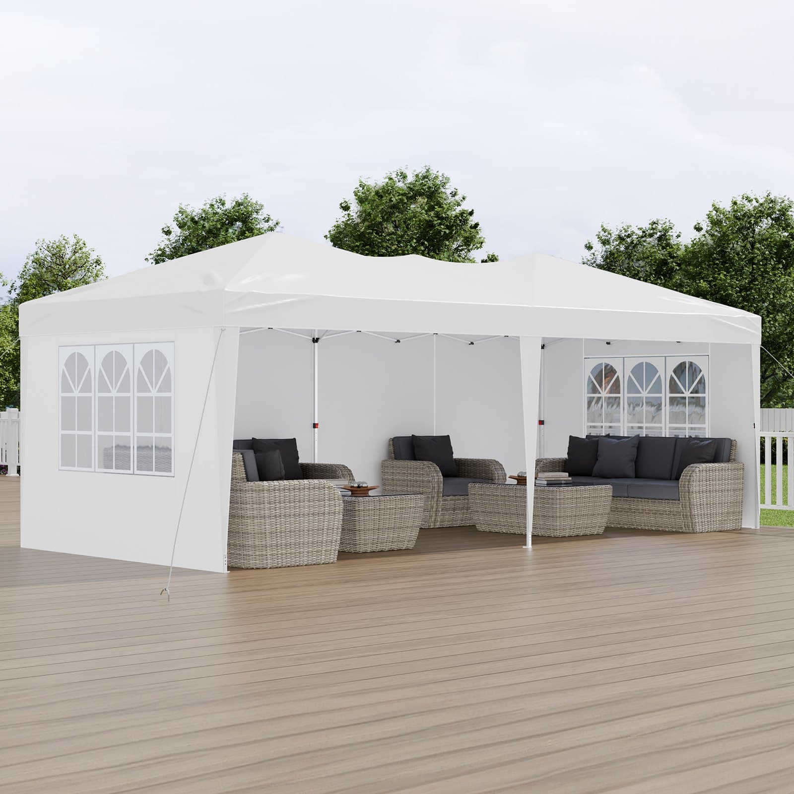 Pop-up stan 10 x 20 stop se 3 bočními stěnami a 2 okny