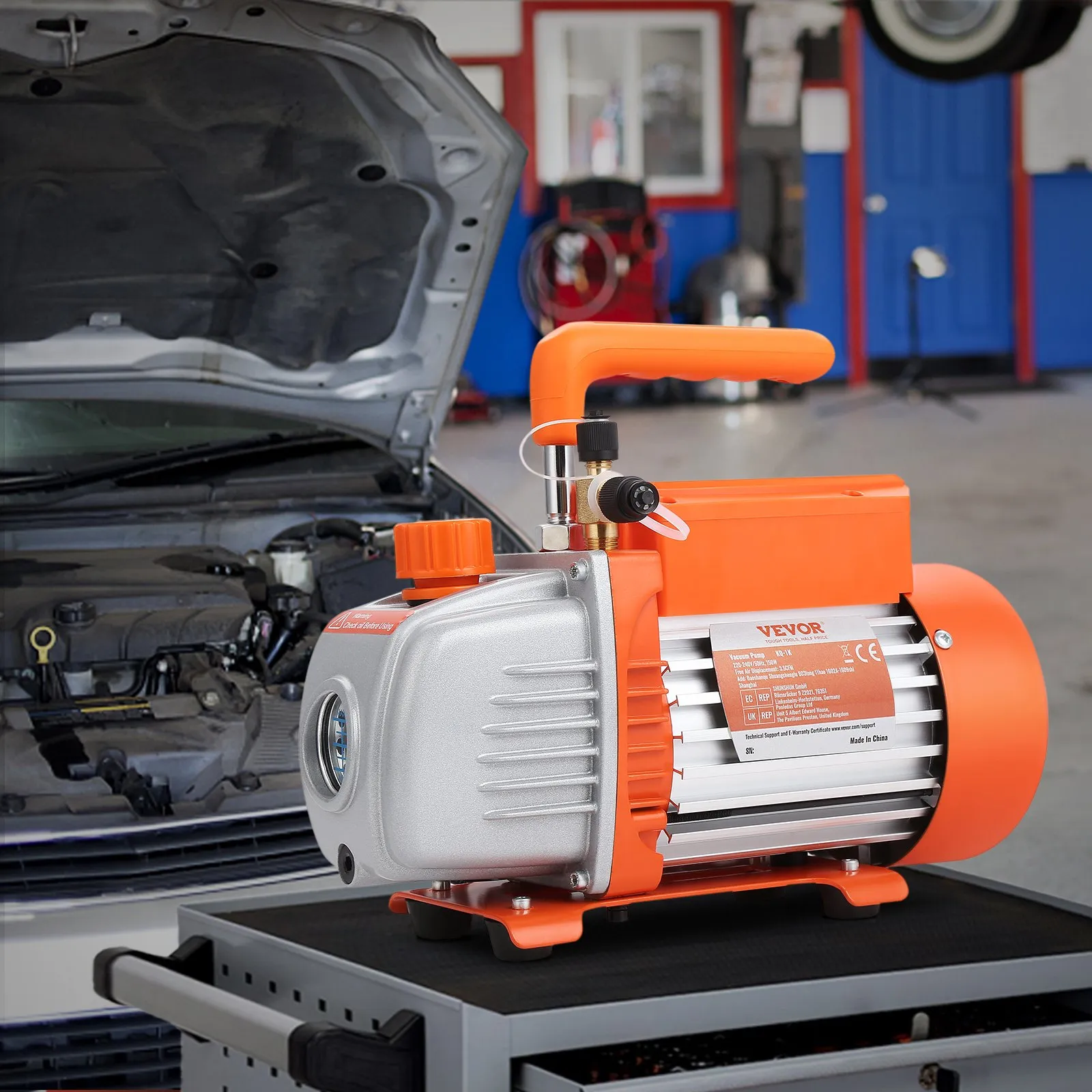 Jednostupňové vakuové čerpadlo 1/5 HP, 3,5 CFM, 220–240 V AC, vakuové čerpadlo pro klimatizace, samčí příruba SAE 0,6 cm, samčí příruba ACME 1,27 cm, pro opravy HVAC, údržbu chlazení, odplyňování pryskyřic