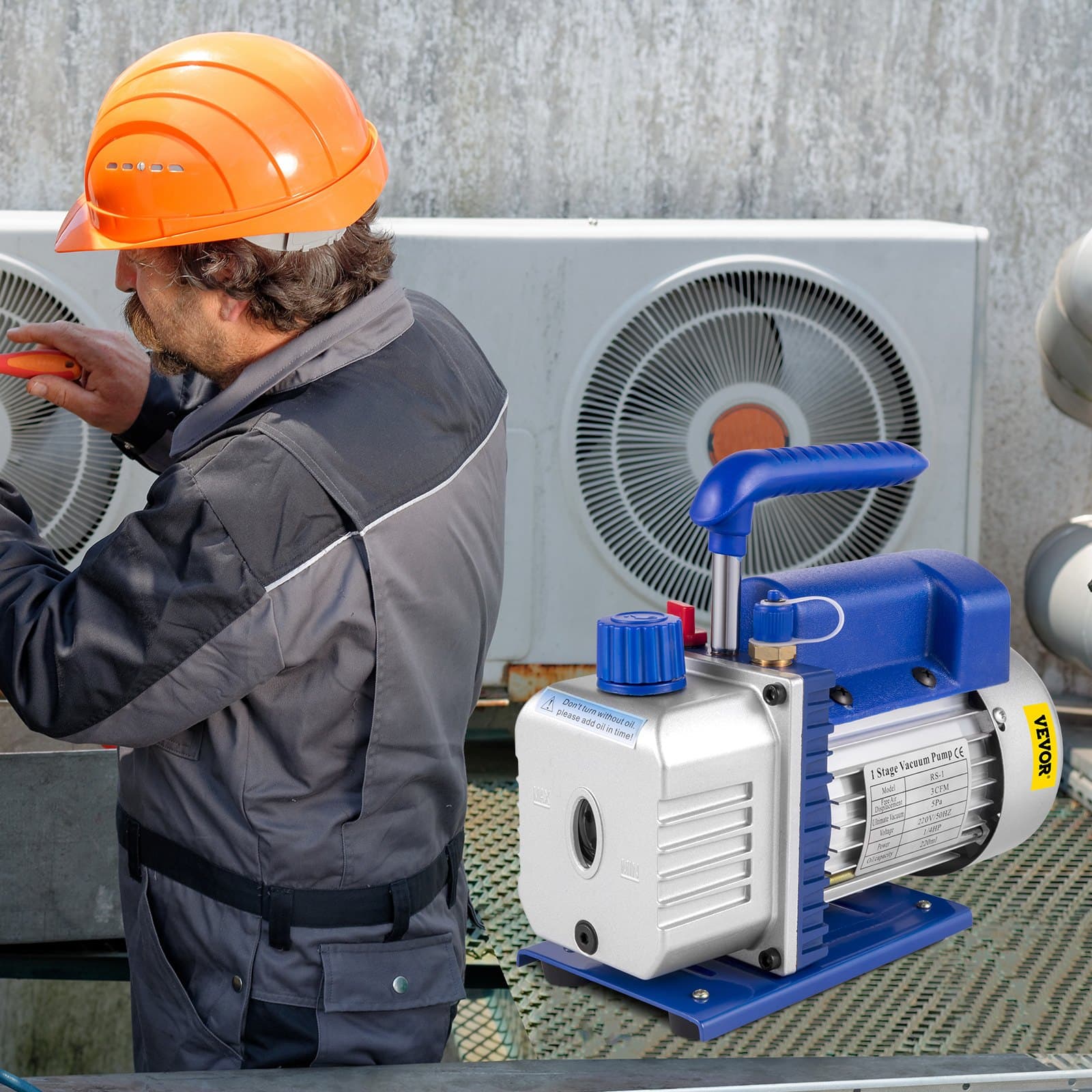 Jednostupňové vakuové čerpadlo 3 CFM 1/4 HP, sada vakuové komory 3 galony (13 l), sada pro chladicí systémy HVAC A/C