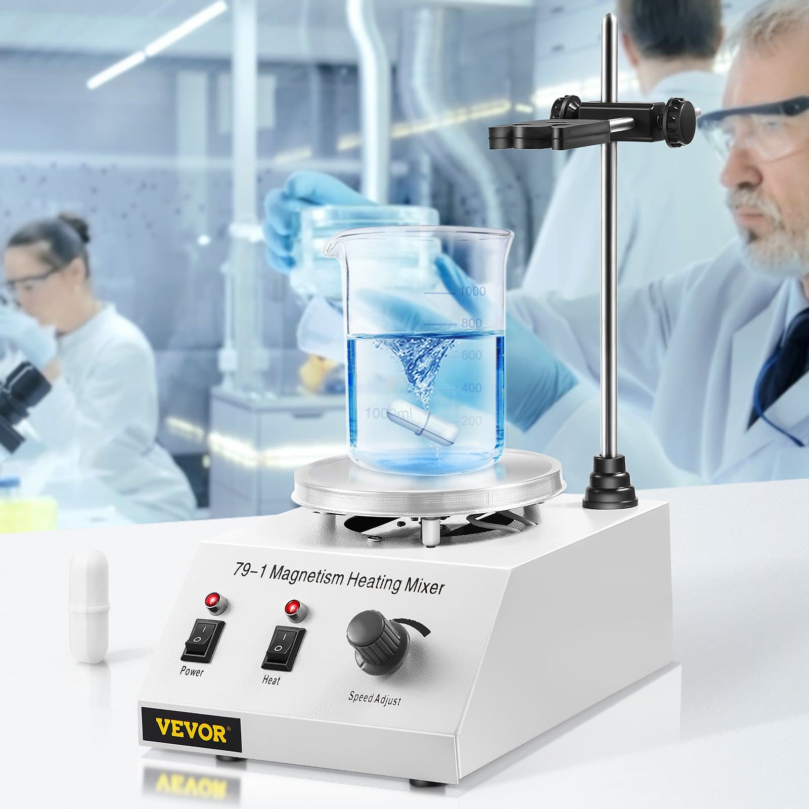 Laboratorní magnetické míchadlo s topnou deskou 1 l, s regulací otáček, 25 W