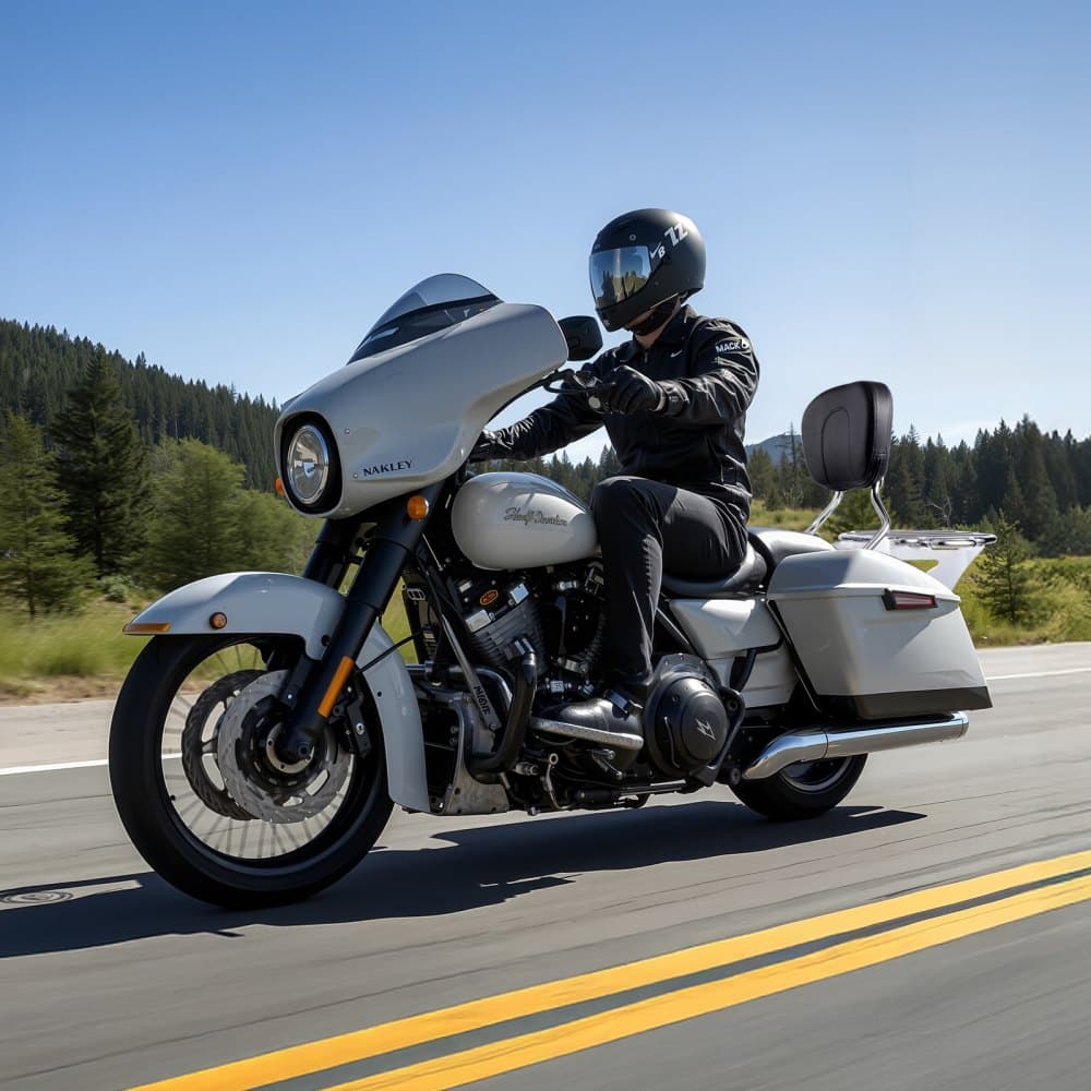 Opěrka pro spolujezdce s opěrkou Sissy Bar a nosičem, kompatibilní s modely Harley‑Davidson Touring, Street Glide, Road Glide, Road King, odnímatelná opěrka pro spolujezdce, pro motocykly