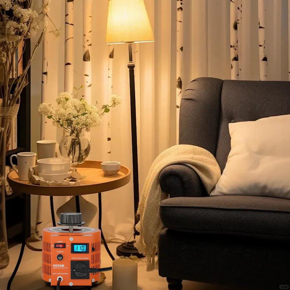 Automatický napěťový regulátor 2000 VA, 6,6 A, vstup 230 V, výstup 0–300 V, AC regulátor napětí, s LCD displejem, 4 náhradní pojistky, termální kontrolní vypínač pro domácí, průmyslové a kancelářské použití, certifikát CE