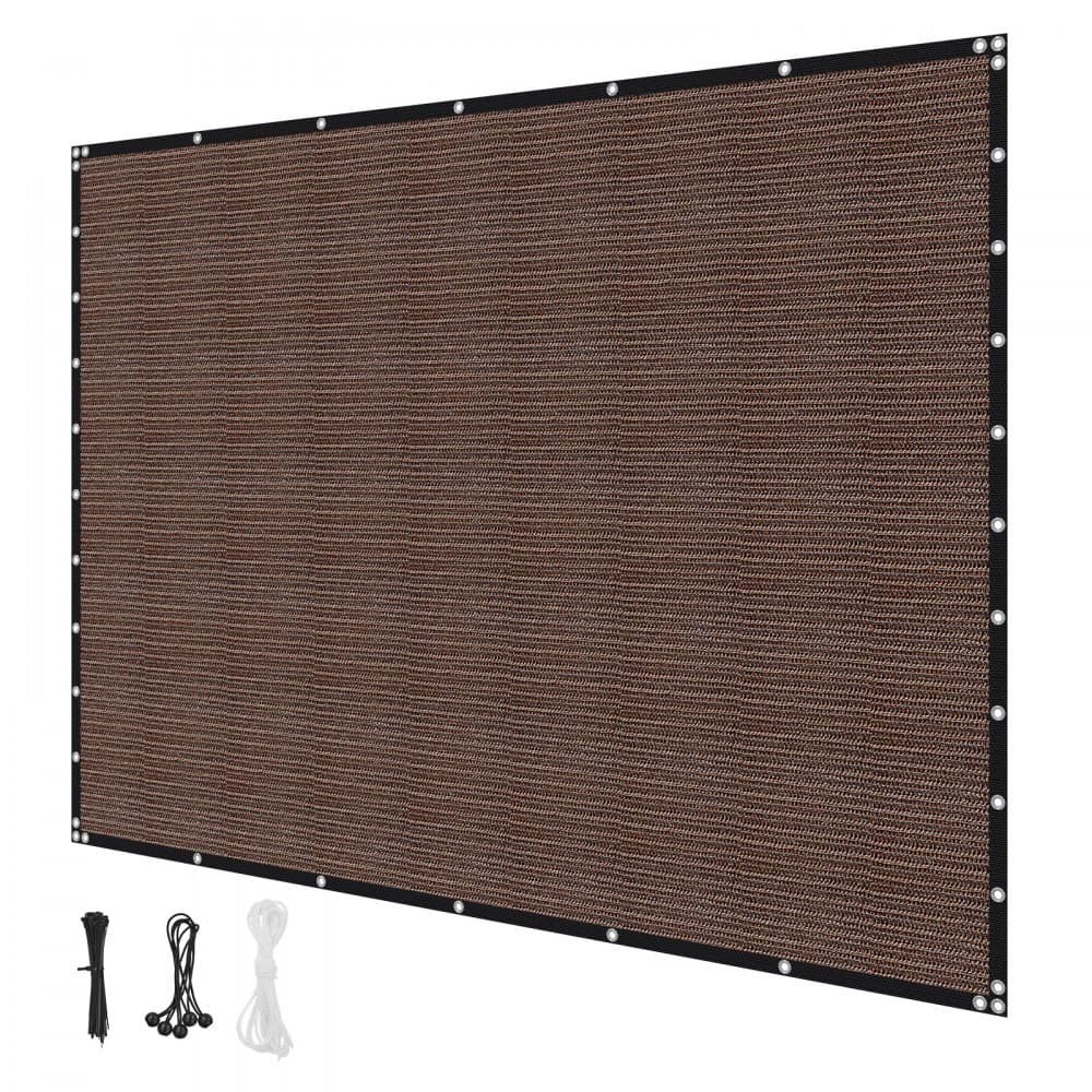 Stínící tkanina 90%, plachta na pergolu 10 x 12 stop s ocelovými oky, sluneční clona s baldachýnem, materiál HDPE 140 GSM, pro venkovní použití na terase, v zahradě a na dvoře (hnědá)