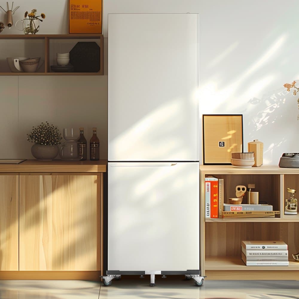 Mobilní podstavec na ledničku, nosnost 540 kg, podstavec na pračku s 8 aretačními dvojitými kolečky a 4 brzdami, nastavitelný nábytkový vozík 63-91 cm pro pračku, ledničku a sušičku