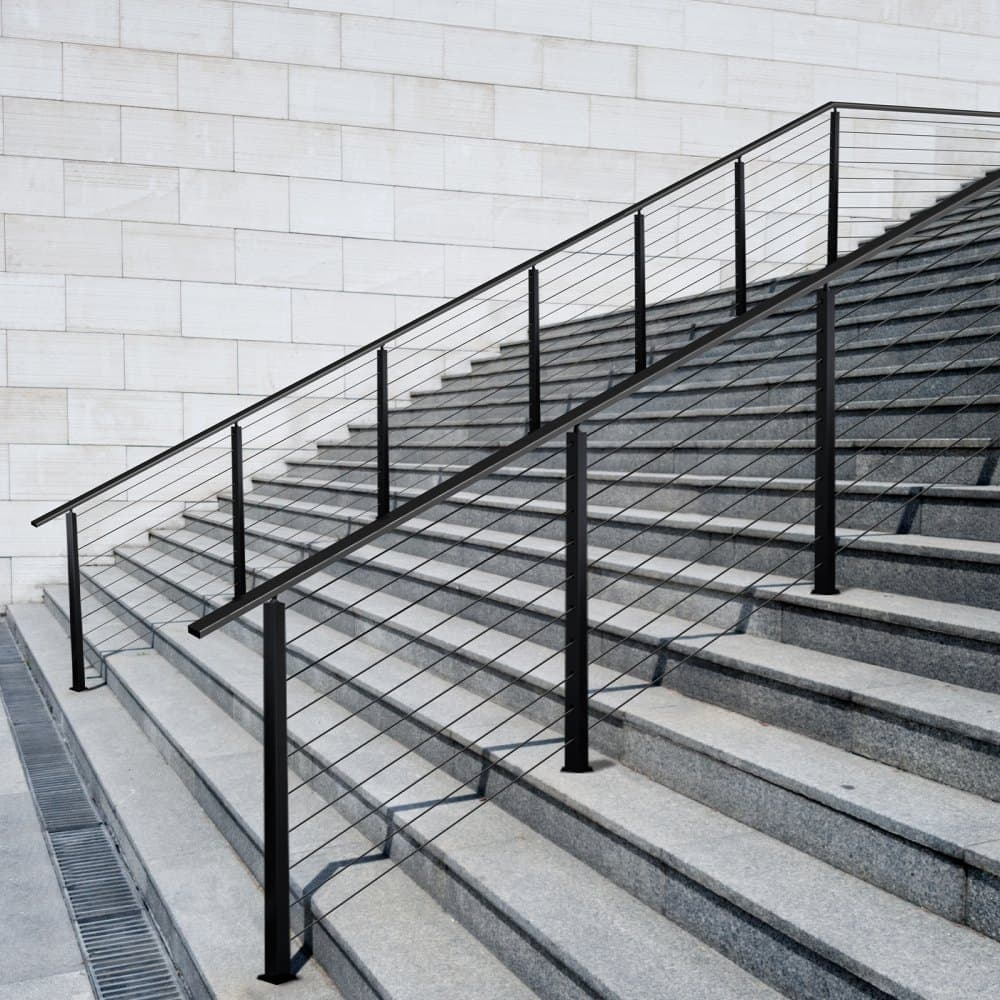 Sloupek zábradlí pro kabely, schodišťový sloupek zábradlí 36x1x2 palce, s předvrtanými otvory pod úhlem 30°, nerezový sloupek zábradlí pro kabely s horizontálním a zakřiveným držákem, balení po 1 kusu, černý, 1JZLGZXHS91402OS1001V0