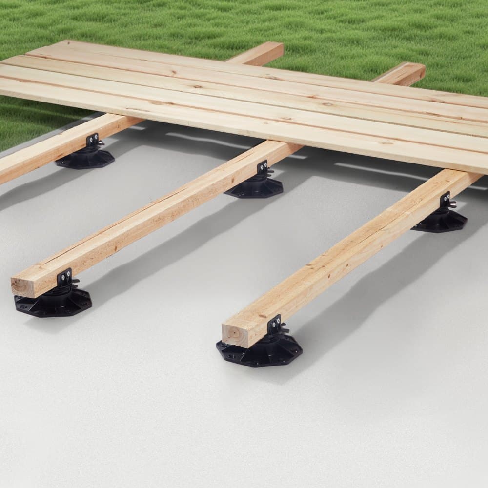 Terasové bloky 12 ks, nosnost 2000 liber / 907,18 kg, podpěra terasy, plastová podstavcová dlažba, zdvih 1,18 - 2,36 palce / 30 - 60 mm, výškově nastavitelná základová deska pro dřevobetonový kov