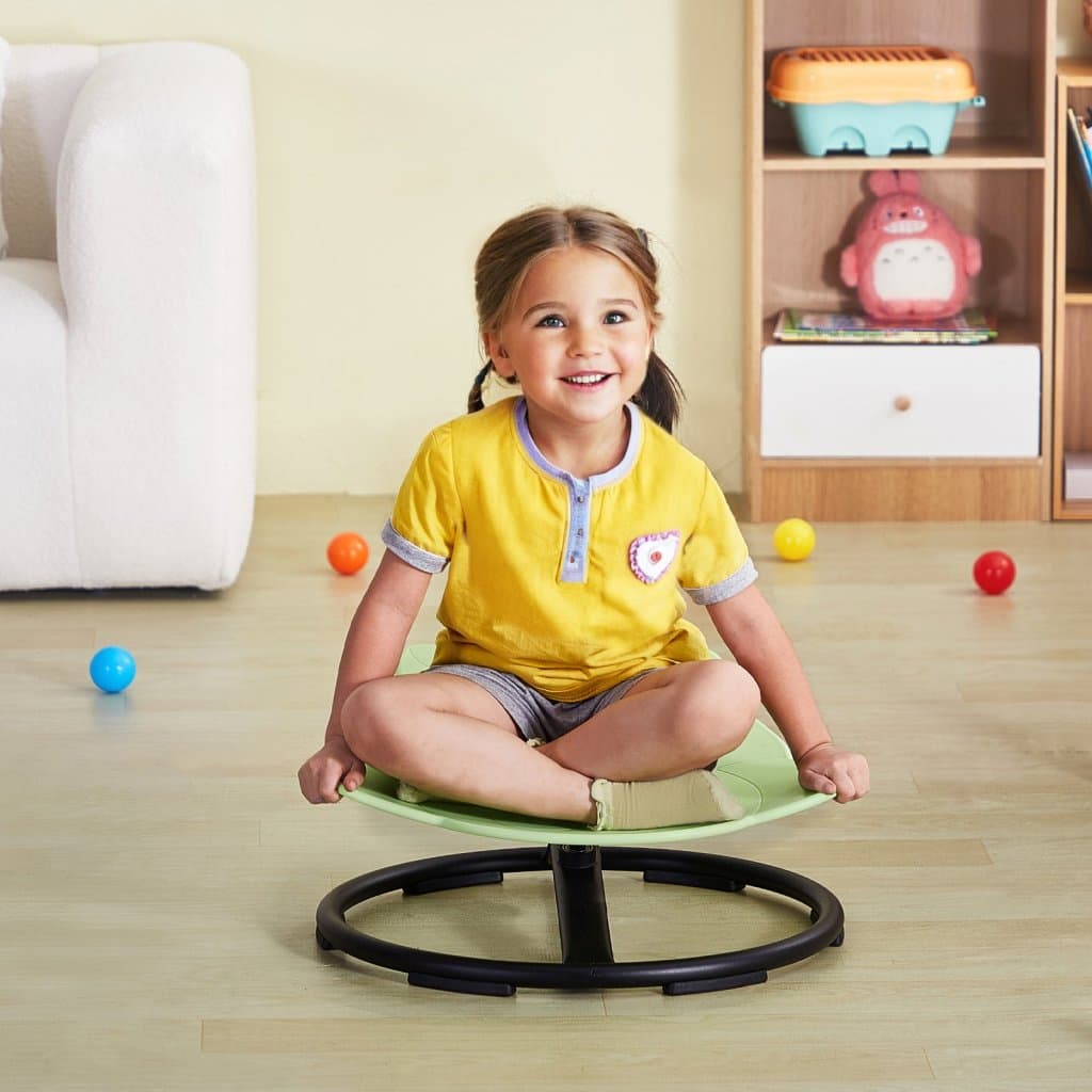 Elephant otočná dětská židle, nosnost 220 lb, senzorická, sedací polštář, zelená