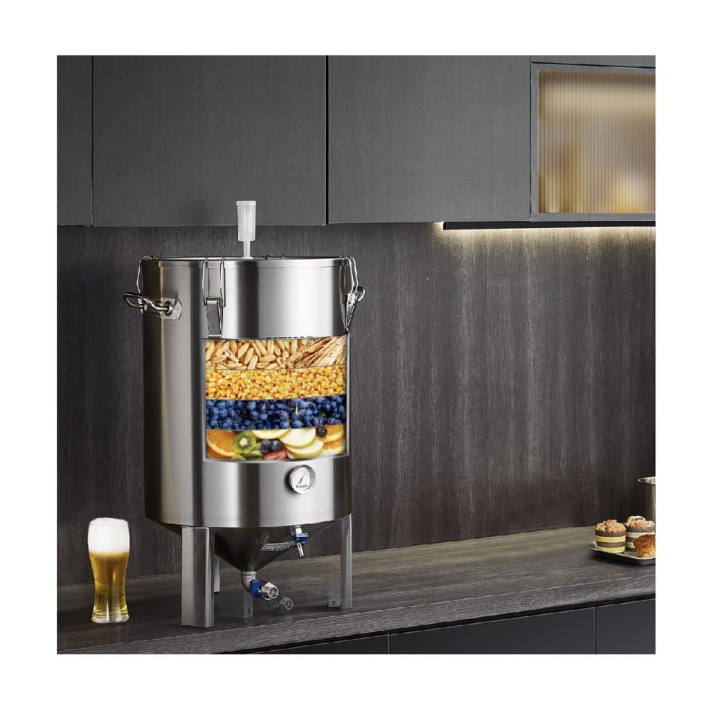 Nerezová konvice 304, 16 galonů fermentor pro vaření piva, fermentační kbelík pro vaření, domácí potřeby pro vaření s podstavcem, kotel obsahuje víko, rukojeť, ventil, kohout, teploměr