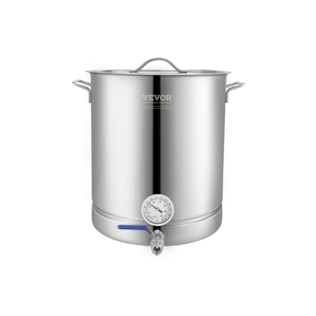 Nerezový kotel 16 galonů, třívrstvé dno pro vaření piva, kotel, příslušenství pro domácí vaření piva včetně víka, držadla, teploměru, kulového ventilu, filtru, filtrační mísy