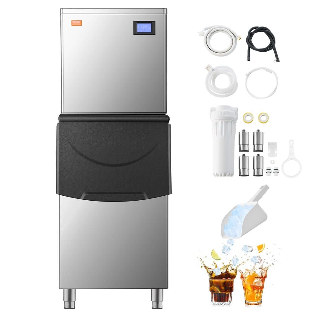 Komerční výrobník ledu 360 lb/24 h a zásobník 250 lb s automatickým samočištěním