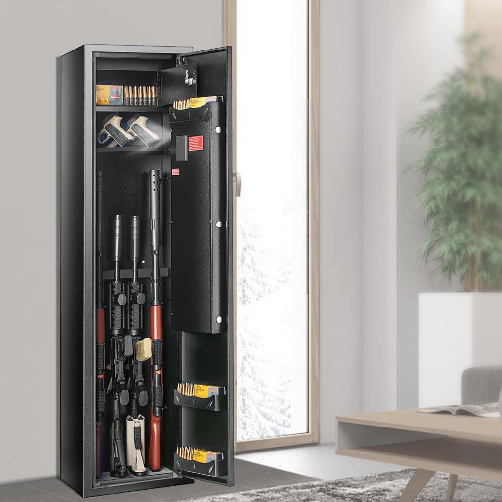 Sejf na 5 karabinů s blokací otisku prstu