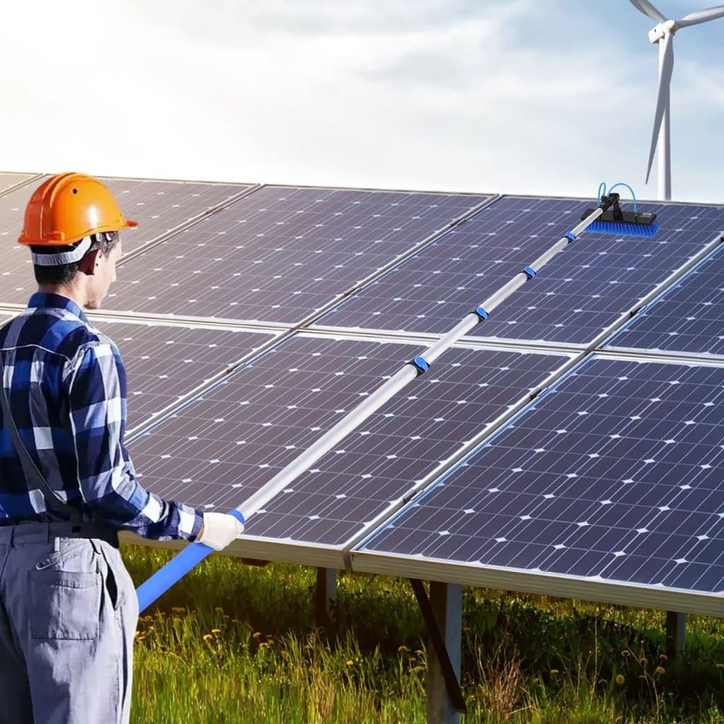 Sada s vodní tyčí pro čištění solárních panelů, 9 m, s vysouvací rukojetí