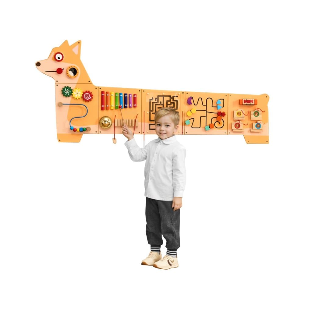 Aktivní stěna pro štěňata, nástěnné panely s 12 smyslovými aktivitami