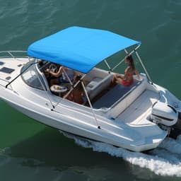 Bimini markýza na příďovou loď 3 oblouky, délka 6 stop, vyrobená z polyesteru 600D, barva Pacific Blue - miniatura 1