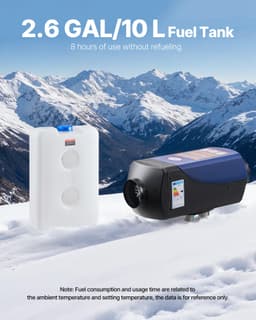 Přenosný naftový ohřívač vzduchu 8 kW DC 12 V/24 V velká palivová nádrž 10 l - miniatura 6