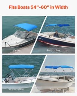 Bimini markýza na příďovou loď 3 oblouky, délka 6 stop, vyrobená z polyesteru 600D, barva Pacific Blue - miniatura 10