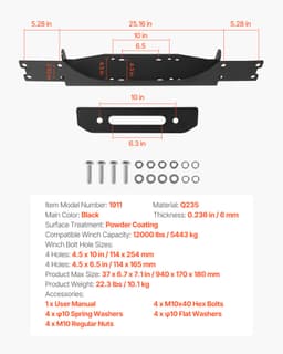 Držák navijáku na tažný hák pro Jeep Wrangler JL/JLU (modely 2018–2023) - miniatura 11