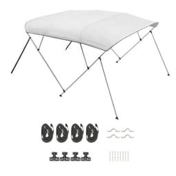 4 bimini střešní plachty pro příďovou loď, 96" délka x 85"-90" šířka x 54" výška, markýza, světle šedá - miniatura 12