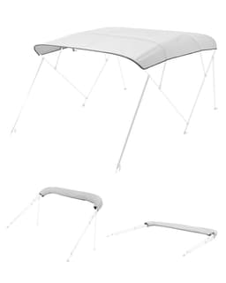 Bimini střecha pro příďovou loď, 4 oblouky, 96" délka x 91"-96" šířka, vyměnitelná markýzová střecha, světle šedá - miniatura 2