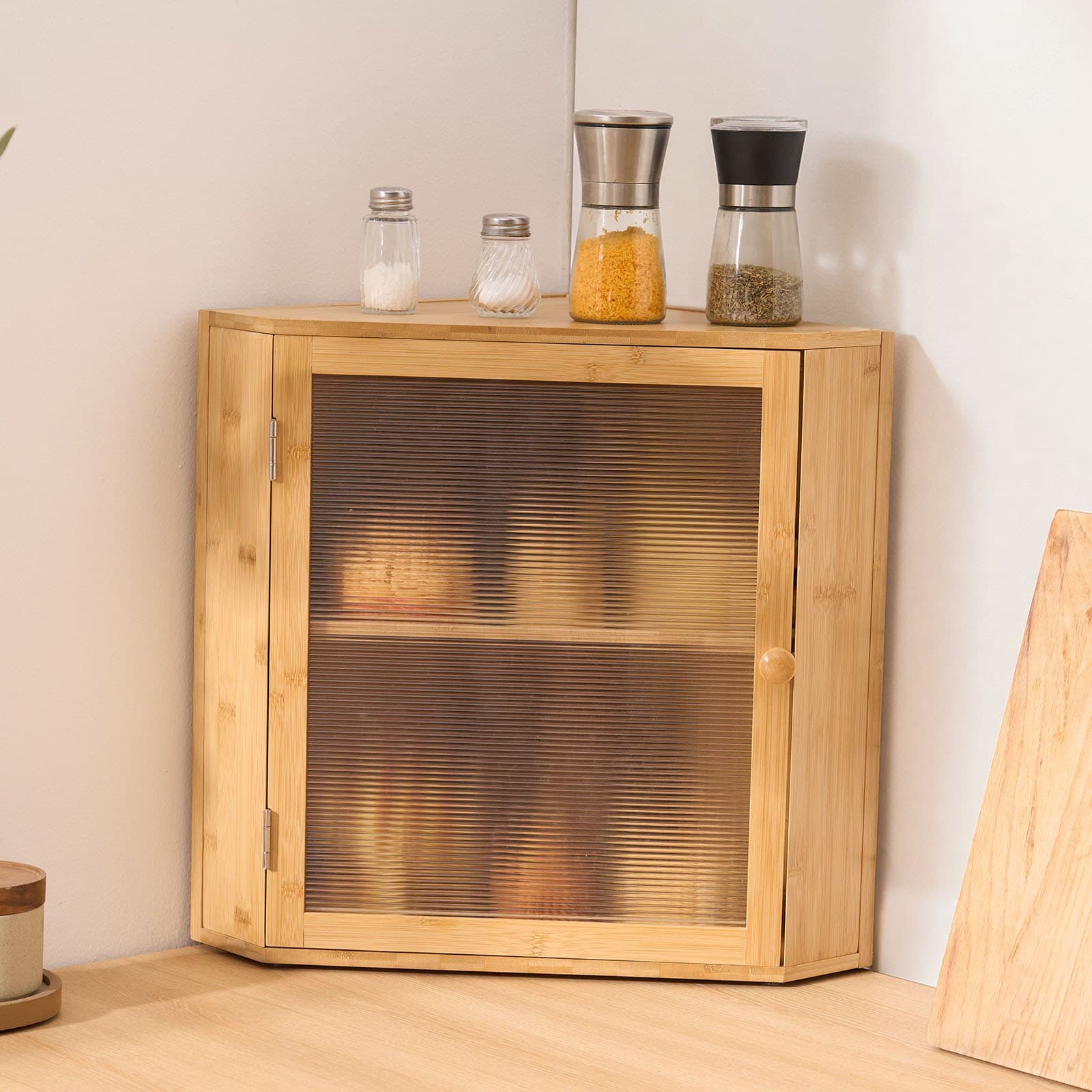 Rohová dóza na chléb na kuchyňskou linku, dvouvrstvá, bambusová úložná dóza