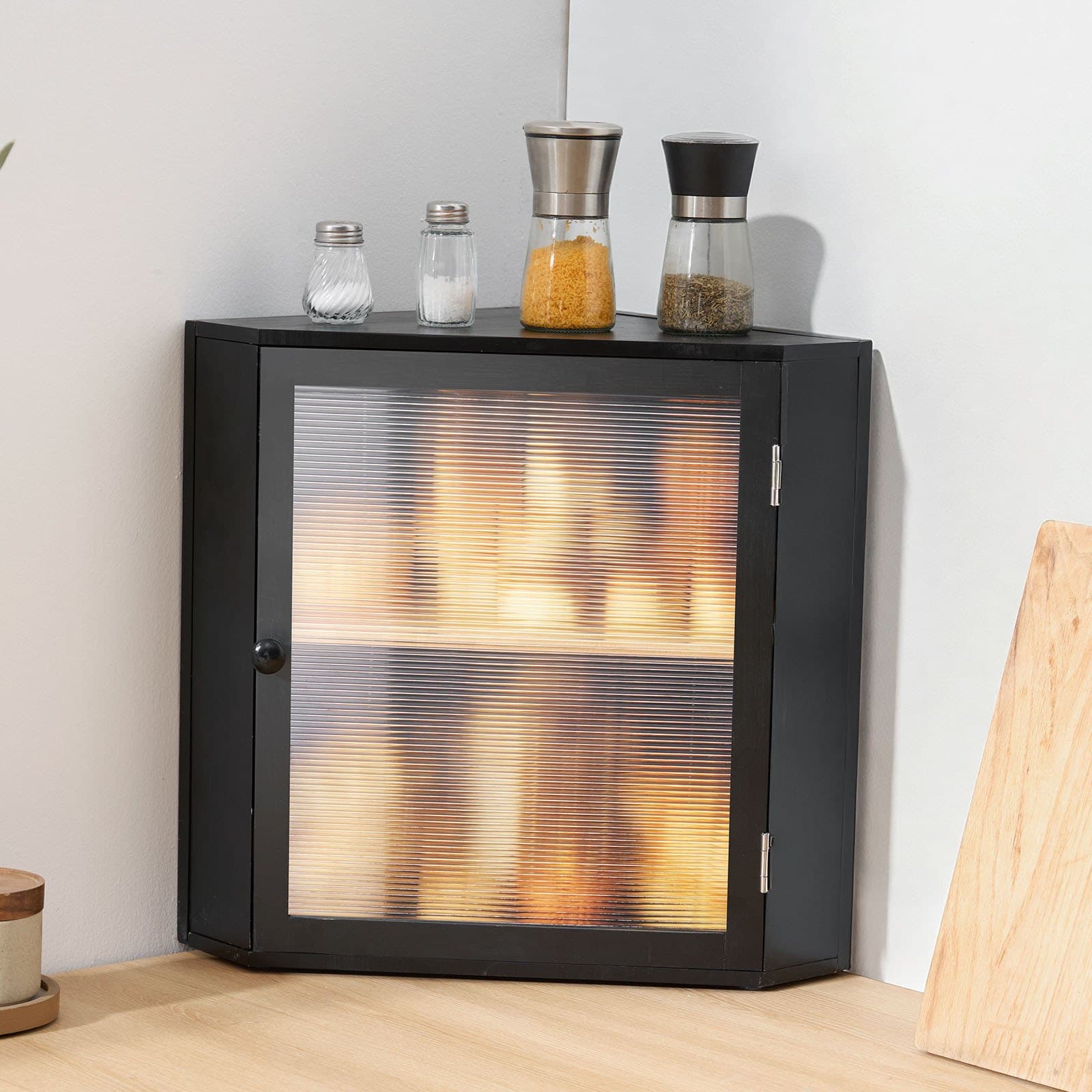 Rohová dóza na chléb na kuchyňskou linku, dvouvrstvá, bambusová úložná dóza