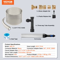 Akvarijní vysavač na štěrk, 25stopová PVC hadice, sifonový akvarijní vysavač, 3 typy mosazných adaptérů, pro čištění štěrku a písku v akváriu - miniatura 11