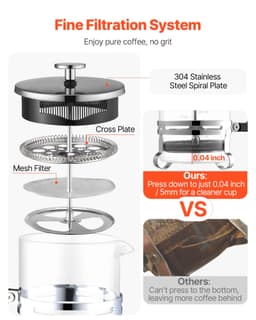 French press 1 l, borosilikátové sklo, stříbrný - miniatura 7