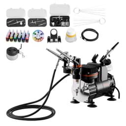 Sada airbrushů, vzduchový kompresor 1/6 KM, 3 airbrushy, 3 koncovky, barva - miniatura 2