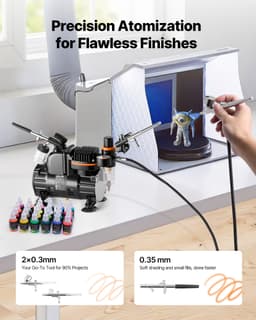 Sada airbrushů, vzduchový kompresor 1/6 KM, 3 airbrushy, 3 koncovky, barva - miniatura 6