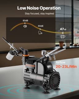 Sada airbrushů, vzduchový kompresor 1/6 KM, 3 airbrushy, 3 koncovky, barva - miniatura 9