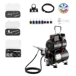 Sada airbrushů, vzduchový kompresor 1/6 KM, 3 airbrushy, 3 koncovky, nádrž - miniatura 2