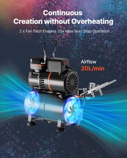 Sada airbrushů, vzduchový kompresor 1/6 KM, 3 airbrushy, 3 koncovky, nádrž - miniatura 9