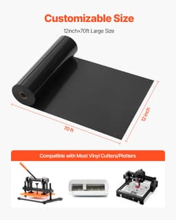 HTV vinylová fólie pro teplotní potisk, rolka pro žehlení, 304,8 x 21336 mm, lesklá, černá - miniatura 10