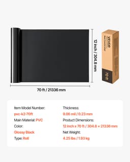 HTV vinylová fólie pro teplotní potisk, rolka pro žehlení, 304,8 x 21336 mm, lesklá, černá - miniatura 11