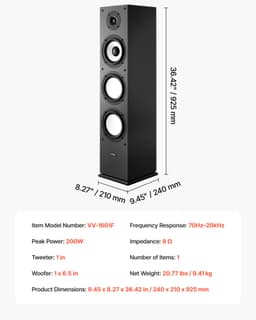 Volně stojící 2pásmový reproduktor, špičkový výkon 200 W, kus - miniatura 11