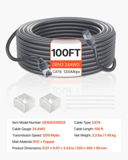 Prodlužovací kabel Starlink Gen 3 100 stop / 30,48 m Standardní generace 3 1200 Mbps 24 AWG / 0,25 mm² - miniatura 11