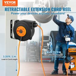 Naviják prodlužovacího kabelu, napájecí kabel na bubnu 9 m 1000 W, přívodní kabel 1 m - miniatura 6