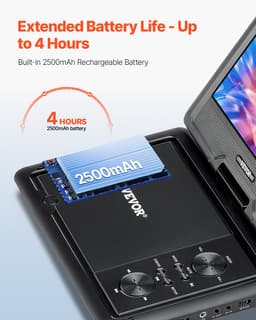 Přenosný DVD přehrávač s otočným HD displejem 256 mm a baterií s výdrží 4 hodiny - miniatura 7