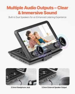 Přenosný DVD přehrávač s otočným HD displejem 256 mm a baterií s výdrží 4 hodiny - miniatura 8