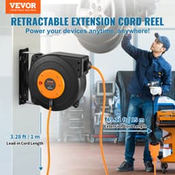 Naviják prodlužovacího kabelu, napájecí kabel na bubnu 15 m 1600 W, přívodní kabel 1 m - miniatura 6