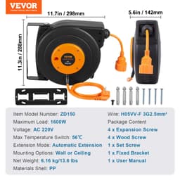 Naviják prodlužovacího kabelu, napájecí kabel na bubnu 15 m 1600 W, přívodní kabel 1 m - miniatura 11