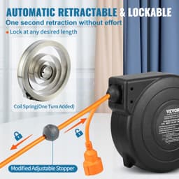 Naviják prodlužovacího kabelu, napájecí kabel na bubnu 15 m 1600 W, přívodní kabel 1 m - miniatura 8