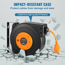 Naviják prodlužovacího kabelu, napájecí kabel na bubnu 15 m 1600 W, přívodní kabel 1 m - miniatura 9