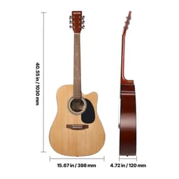 1041,4 mm (41 palců) Cutway akustická kytara Natural začátečnický balíček s pouzdrem pro dospělé - miniatura 12